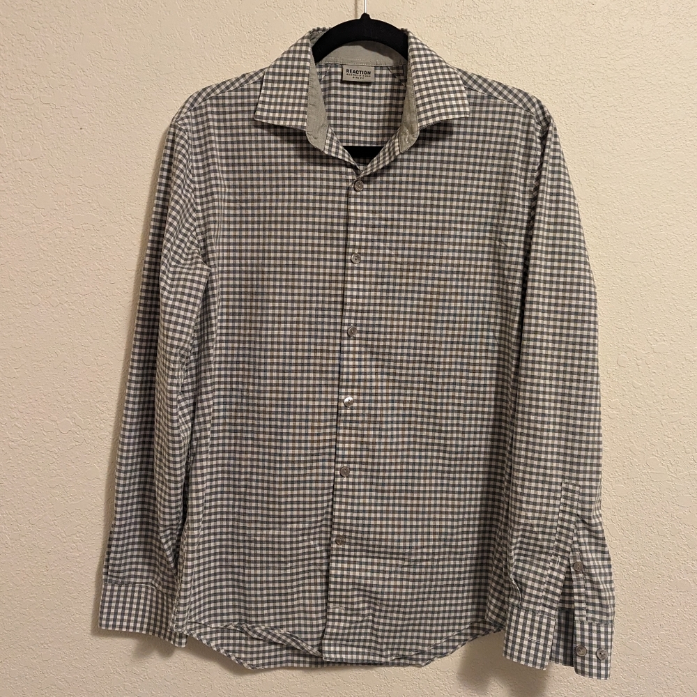 Men's Reaction Kenneth Cole Slim Fit Long Sleeve Dress Shirt, light blue/gray